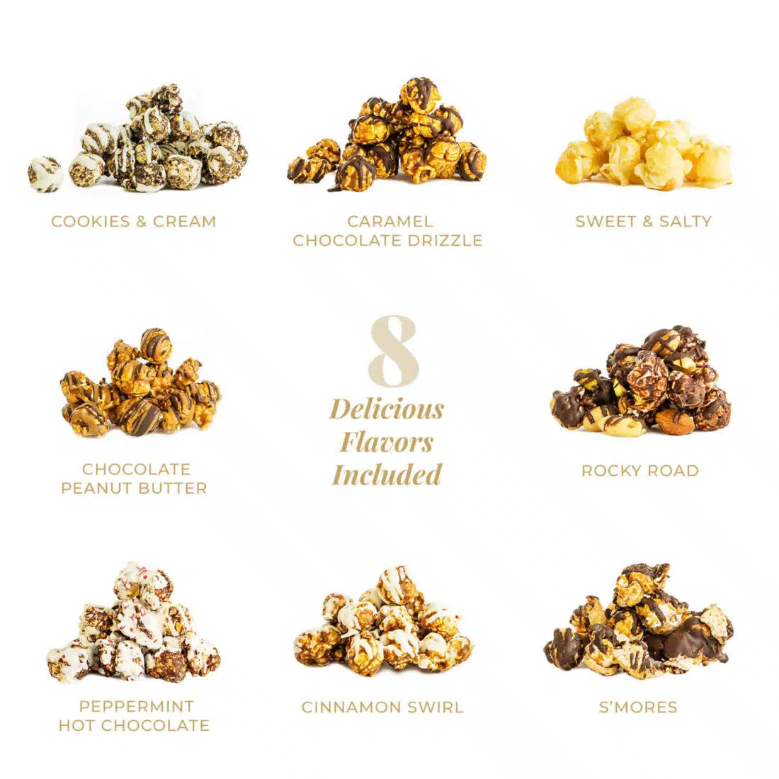 8 gourmet popcorn flavors