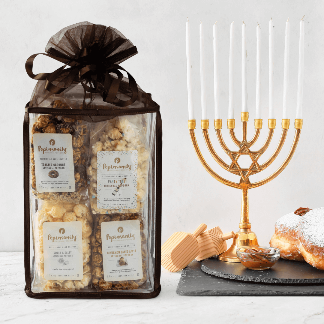 fancy-chanukah-present A fancy bag of 8 gourmet popcorn flavors as a hannukah gift