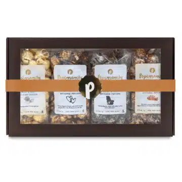 Ultimate Gourmet Popcorn Delights Gift Box with 4 vegan popcorn flavors