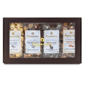 Ultimate Gourmet Popcorn Delights Gift Box with 4 vegan popcorn flavors
